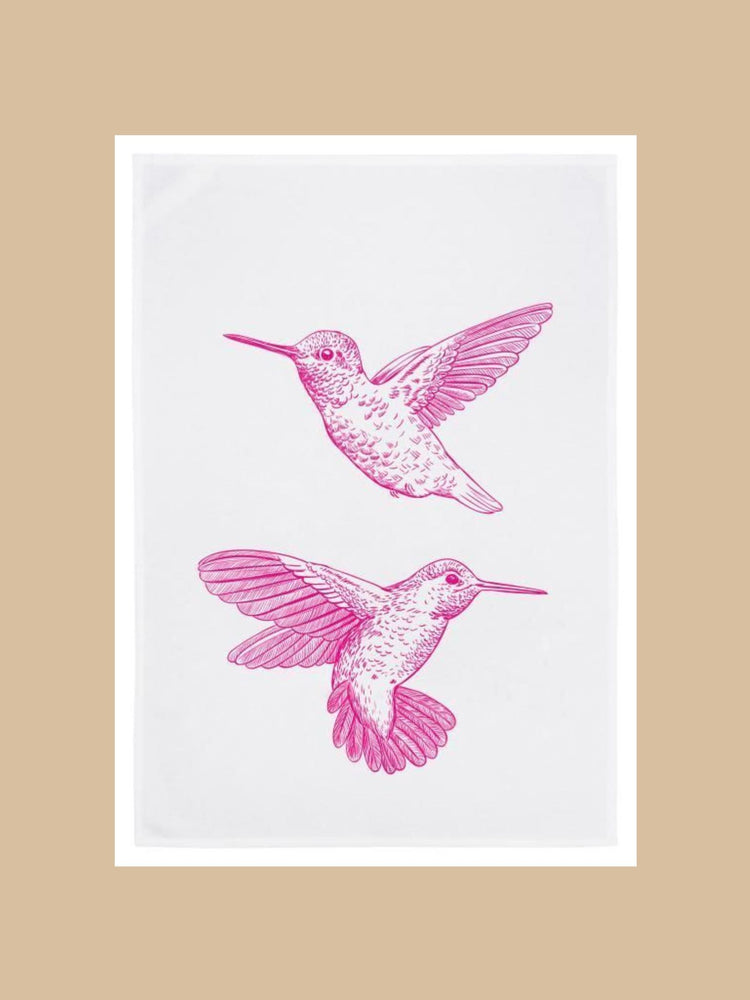 Geschirrtuch mit Kolibri in Neon-Pin von 17;30 HAMBURG