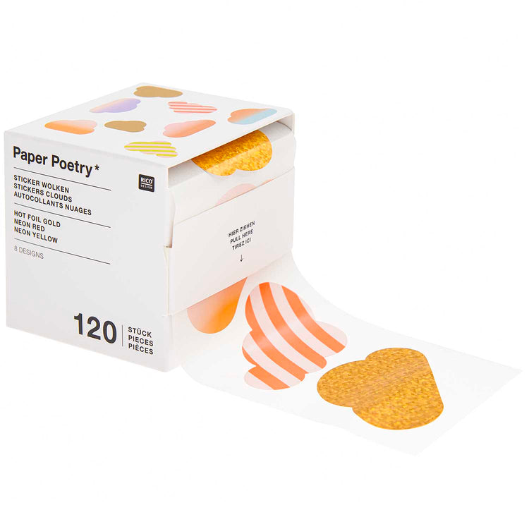 Paper Poetry - Sticker Wolken, 120 Stück