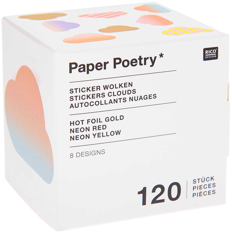 Paper Poetry - Sticker Wolken, 120 Stück