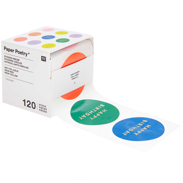Paper Poetry - Sticker Formen Happy Birthday, 120 Stück
