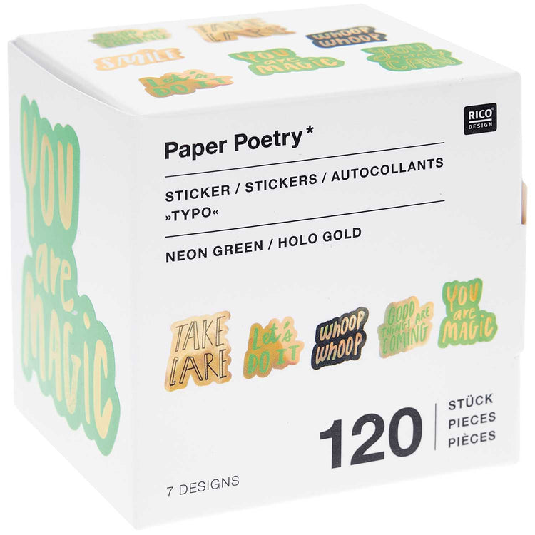 Paper Poetry - Sticker Typo, 120 Stück