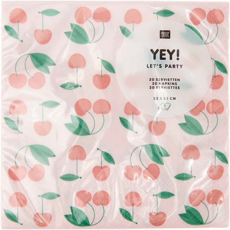 YEY! Let's Party - Servietten Kirschen, 20 Stück