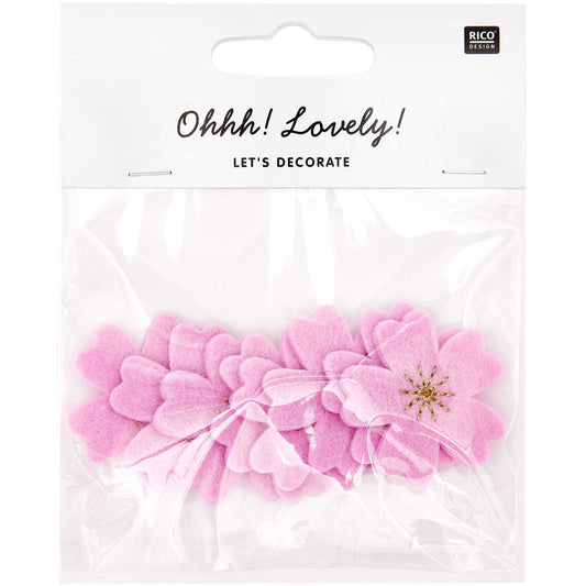 Ohhh Lovely! Filzstreu Kirschblüten Dunkelpink-Gold, 8 Stück
