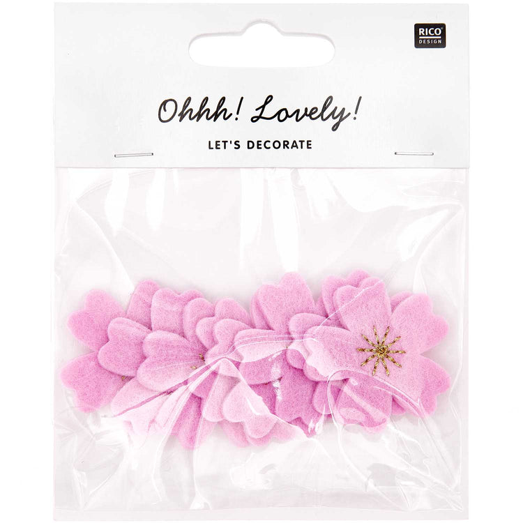 Ohhh Lovely! Filzstreu Kirschblüten Dunkelpink-Gold, 8 Stück
