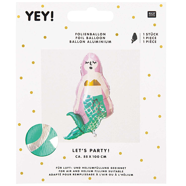 Rico Design - FOLIENBALLON MEERJUNGFRAU, XL-Format 55 X 100 cm