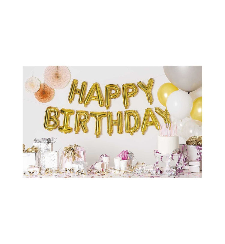 Rico Design - FOLIENBALLON-SET HAPPY BIRTHDAY, Gold