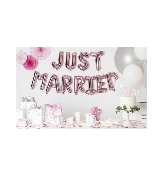 Rico Design - FOLIENBALLON-SET JUST MARRIED, Rosa