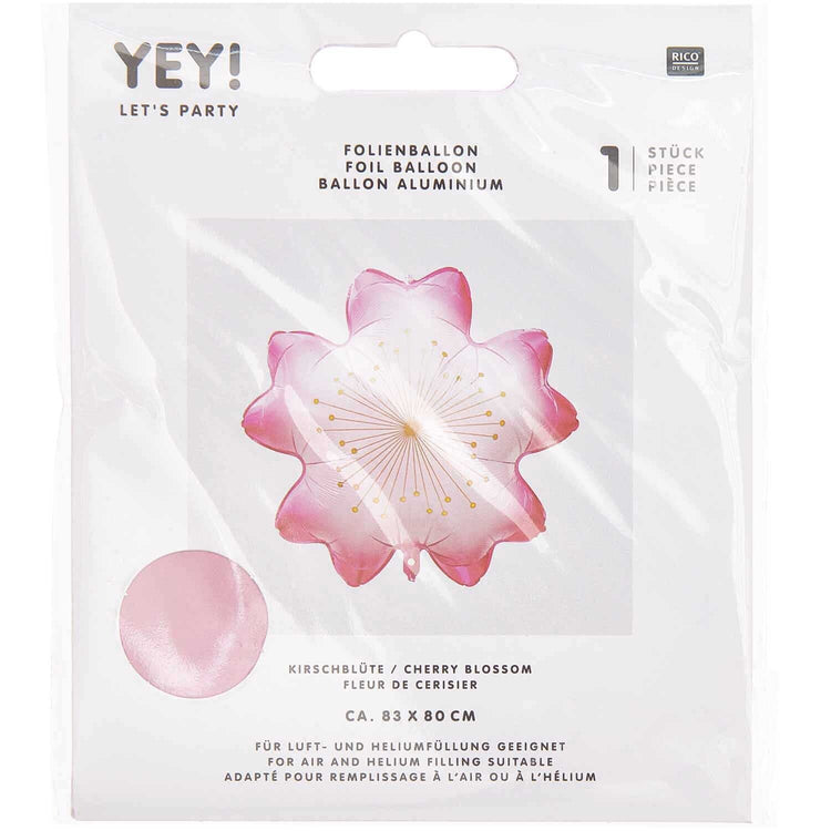 Rico Design - FOLIENBALLON KIRSCHBLÜTE, Pink, XL-Format 85 x 81,5 cm
