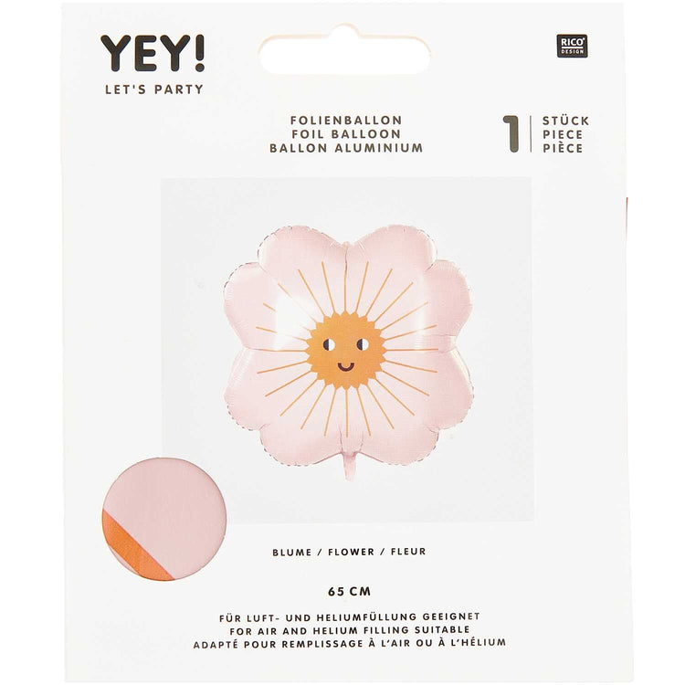 Rico Design - FOLIENBALLON BLUME, Rosa, XL-Format 65 cm