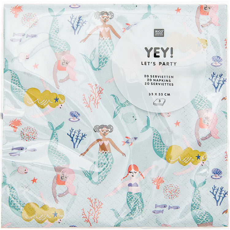 YEY! Let's Party - Servietten Meerjungfrau, 20 Stück