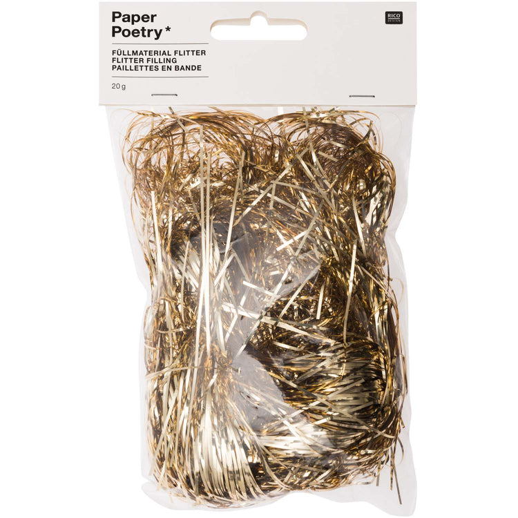 Paper Poetry Füllmaterial Flitter verschiedene Farben, 20 g, Farbe Gold, in der Verpackung