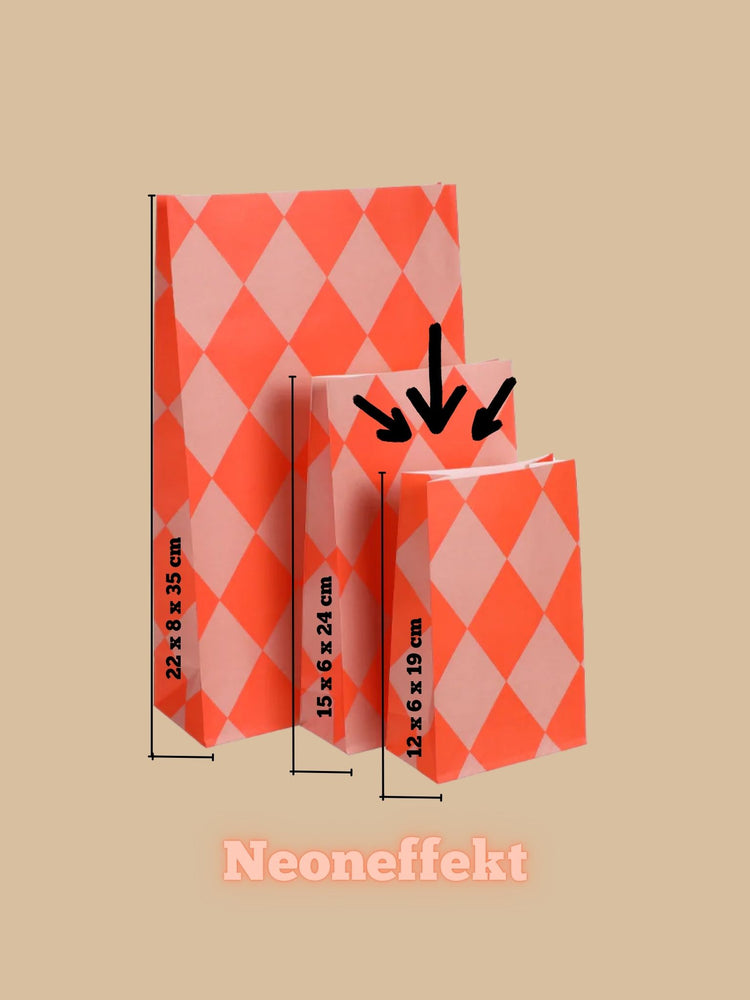 Block Bottom Bag Rautenmotiv im Wechsel Neon-Orange- und Peach-Ton_Größe 2