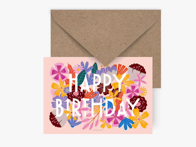 TYPEALIVE - Postkarte / Bloomy Birthday mit Umschlag