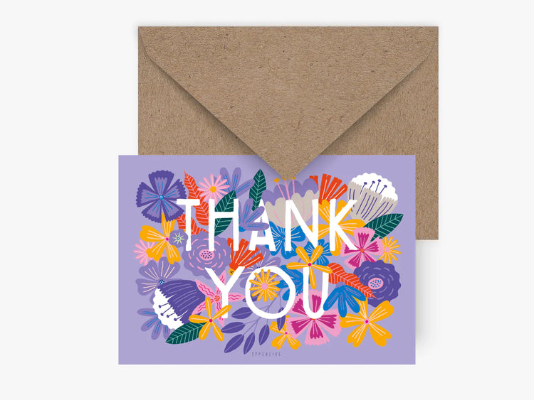 TYPEALIVE - Postkarte / Bloomy Thanks mit Umschlag