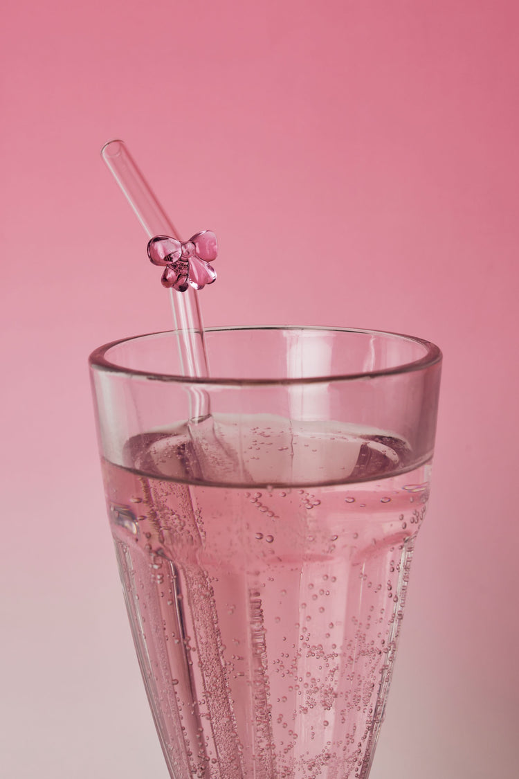 LEPELCLUB / Glasstrohhalme mit Schleife, 4er-Set