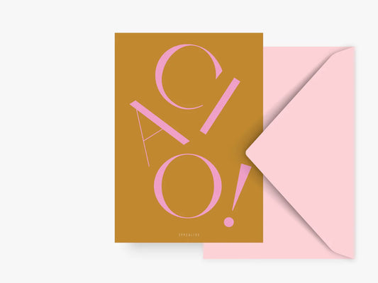 TYPEALIVE - Postkarte / Ciao mit Umschlag