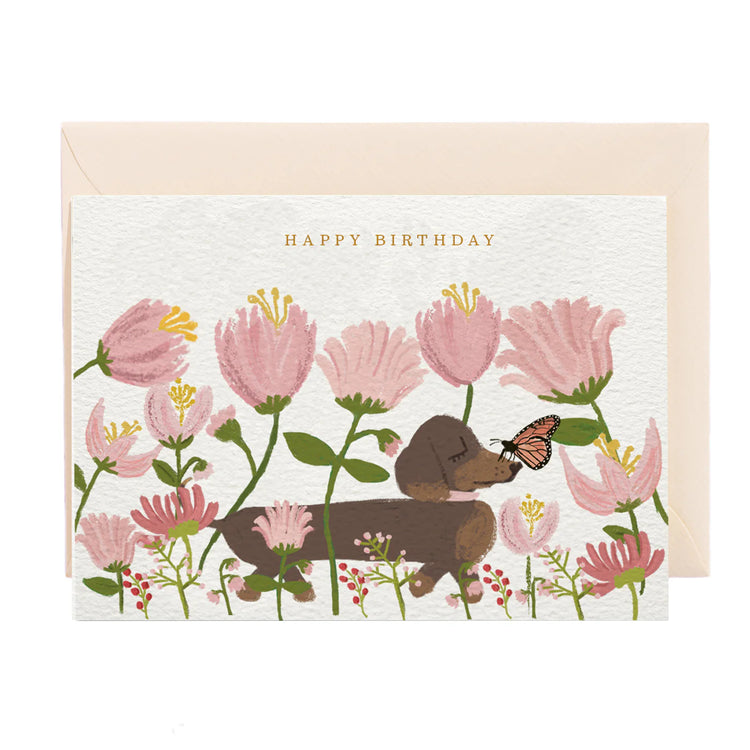 Nelly Castro - Grußkarte / Happy Birthday Dackel Geburtstagskarte mit Umschlag