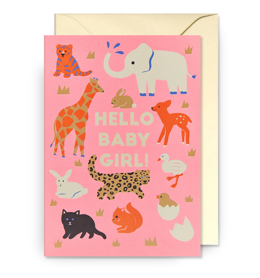 Grußkarte "HELLO BABY GIRL!" von Lagom Design mit Umschlag