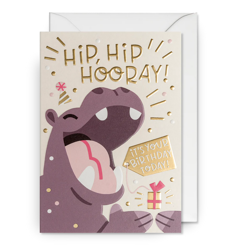 Die Grußkarte "Hip Hip Hooray" von Lagom Design mit Umschlag