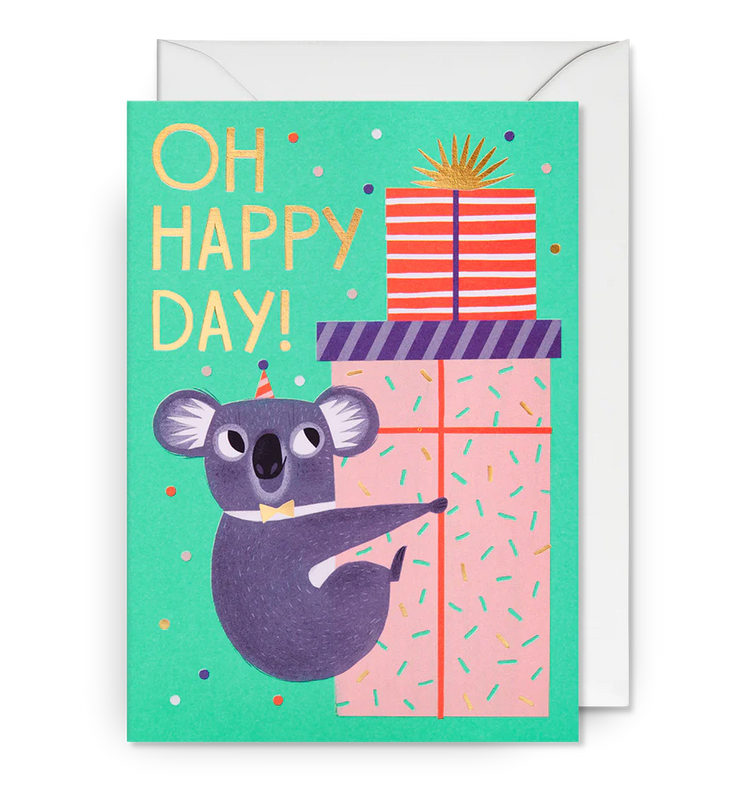 LAGOM DESIGN - Grußkarte / OH HAPPY DAY! Koala Geburtstagskarte mit Umschlag
