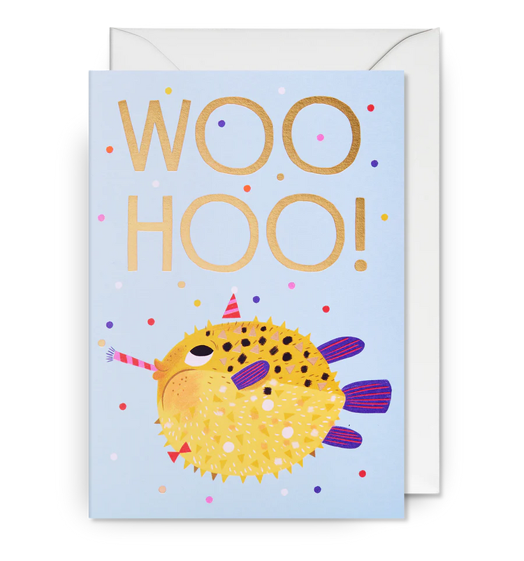 LAGOM DESIGN - Grußkarte / WOO HOO! Geburtstagskarte mit Umschlag