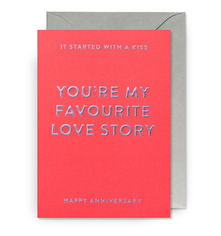 LAGOM DESIGN - HOLD - Grußkarte / You're My Favourite Love Story Hochzeitstagkarte mit Umschlag