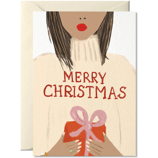 Nelly Castro - Grußkarte / Merry Christmas Girl mit Umschlag