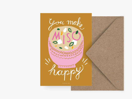 TYPEALIVE - Postkarte / Miso Happy mit Umschlag