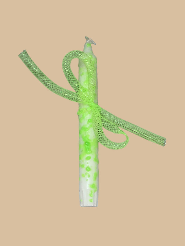 Rico Design_Bastelband Netzschlauch Neon-Gelb (Band an einer Kerze verpackt)