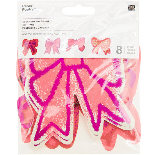 Rico Design - Geschenkanhänger L Schleifen Airbrush, 13,5 x 12 cm, 8 Stück