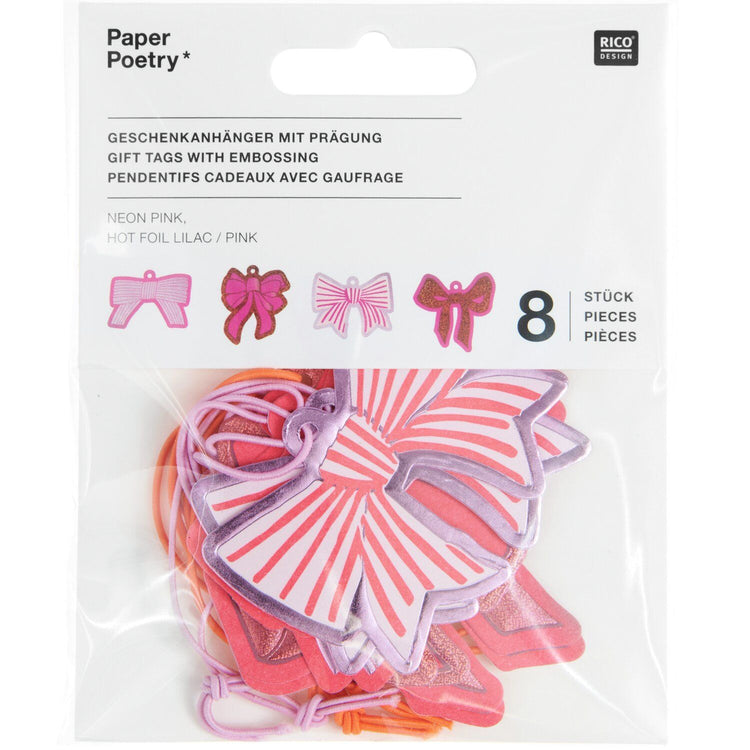 Rico Design_Geschenkanhänger Schleifen La Vie en Rose (in der Verpackung dargestellt)