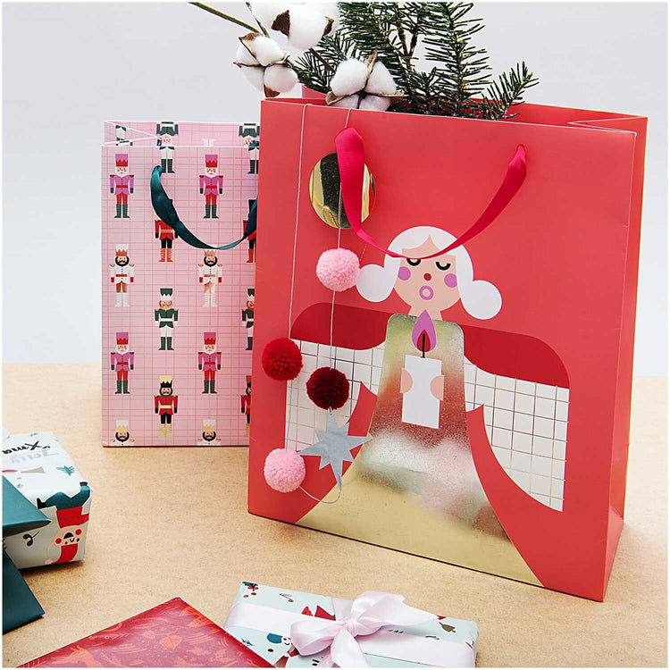 Rico Design - Geschenktüte Nussknacker Rosa 18 x 26 x 12 cm