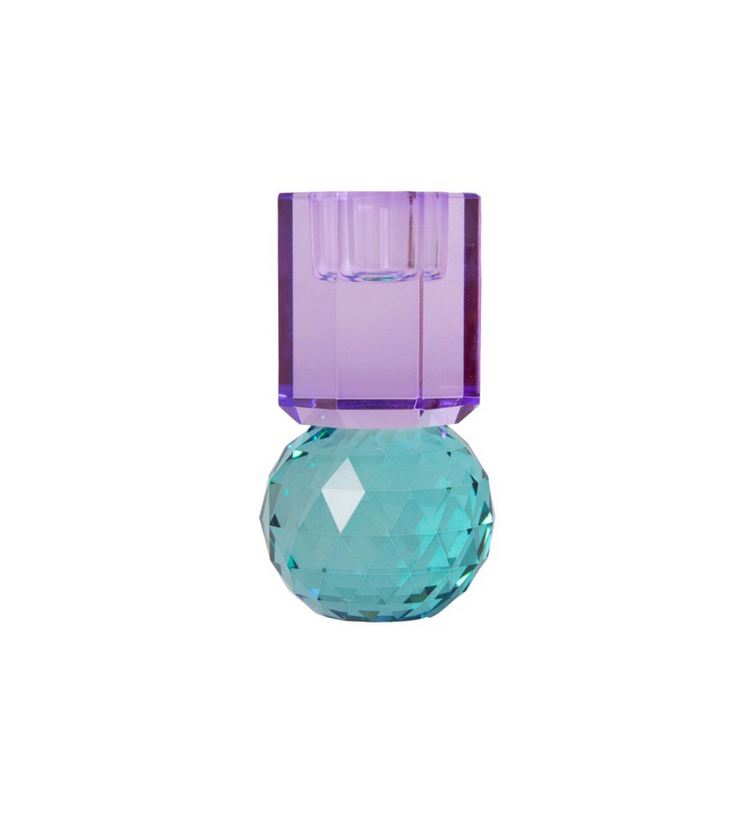 C'est Bon - Kerzenhalter Kristall Violett-Petrol, 10,5 x 6 x 6 cm