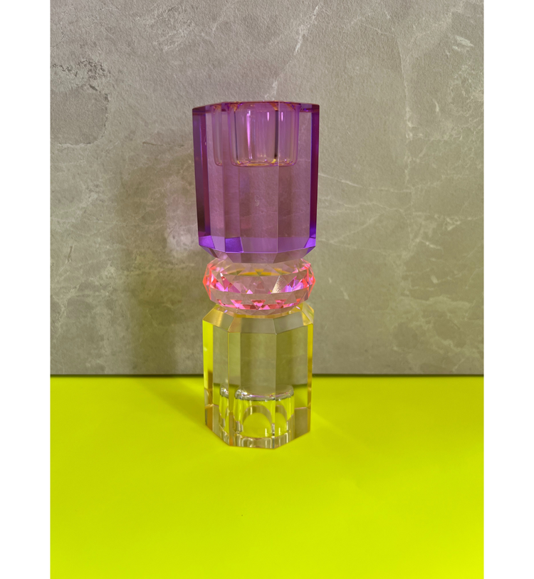C'est Bon - Kerzenhalter Kristall Butter - Baby Pink - Violett, 15 x 5,5 cm
