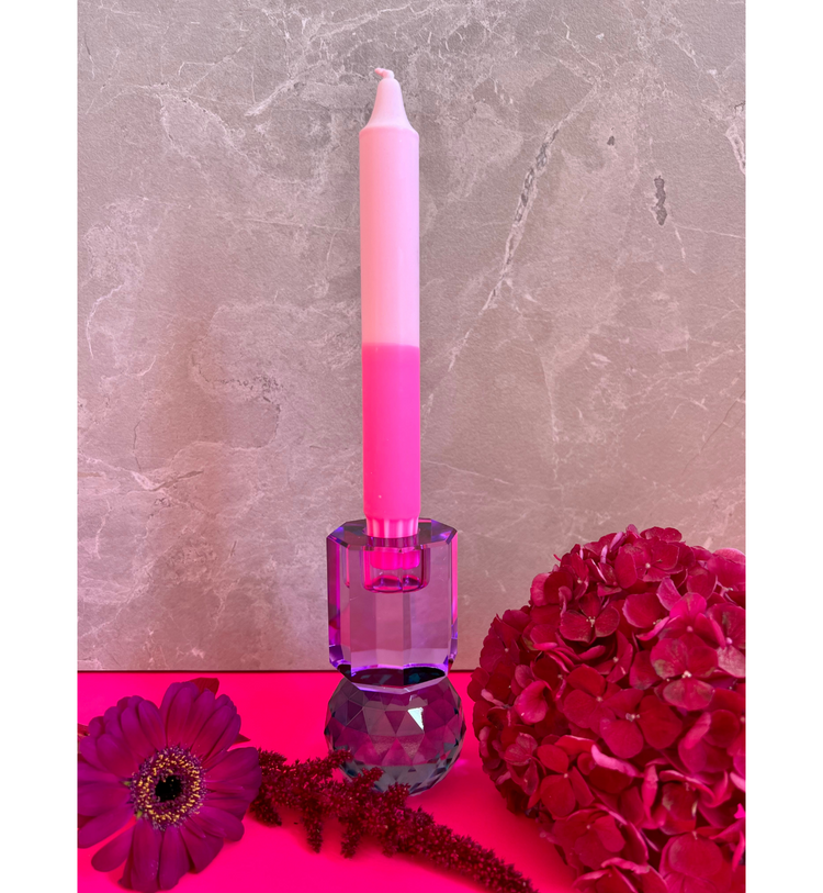 C'est Bon - Kerzenhalter Kristall Violett-Petrol, 10,5 x 6 x 6 cm