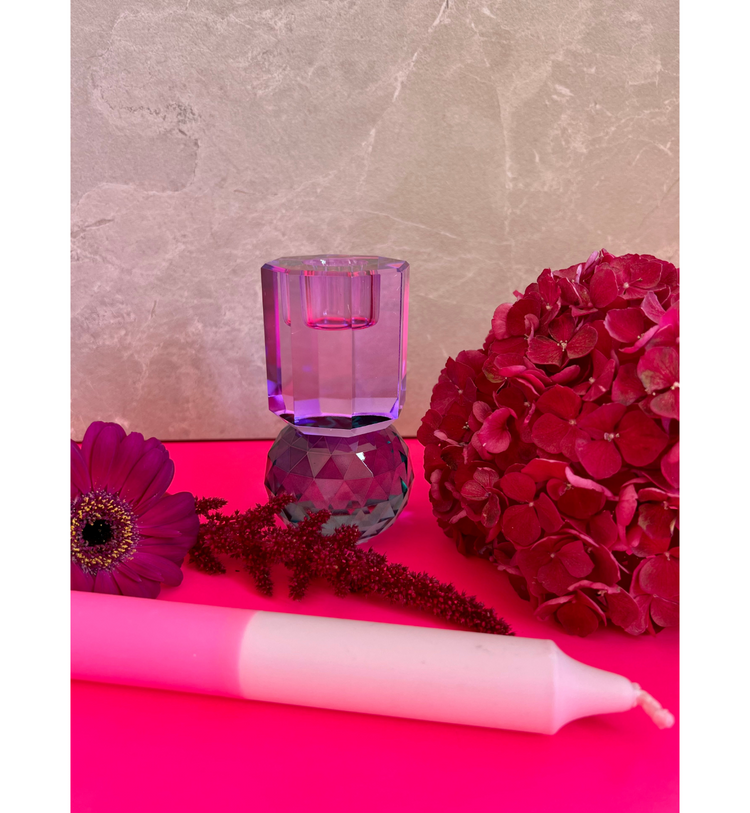 C'est Bon - Kerzenhalter Kristall Violett-Petrol, 10,5 x 6 x 6 cm
