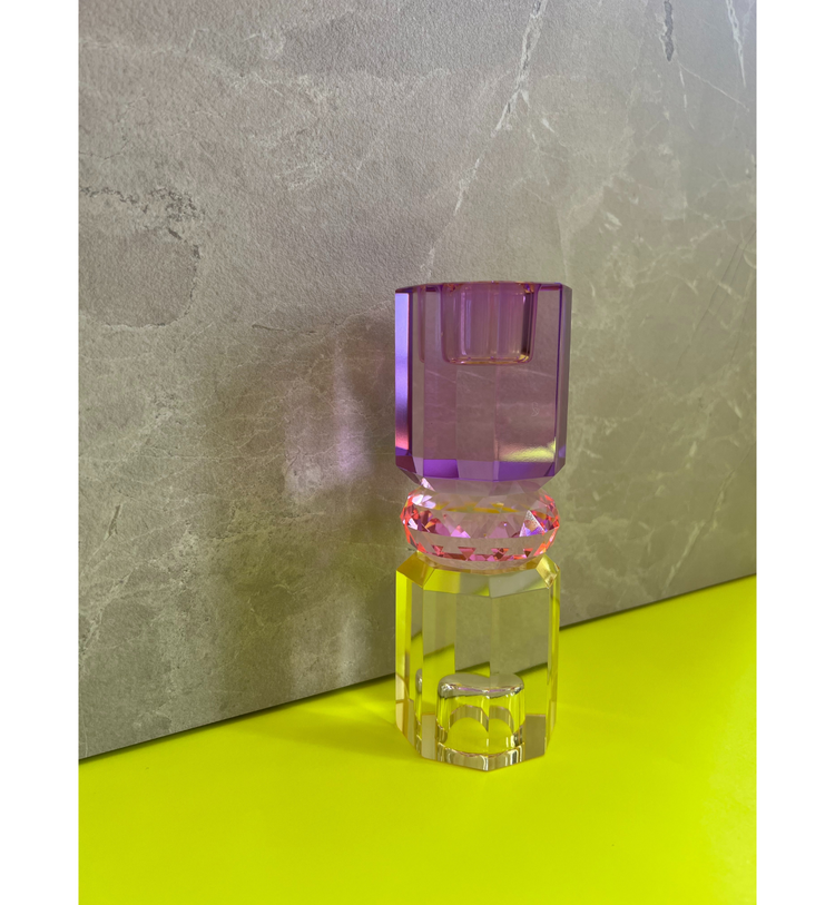 C'est Bon - Kerzenhalter Kristall Butter - Baby Pink - Violett, 15 x 5,5 cm