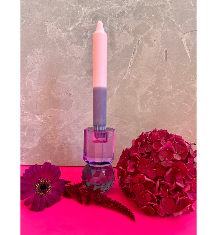 C'est Bon - Kerzenhalter Kristall Violett-Petrol, 10,5 x 6 x 6 cm