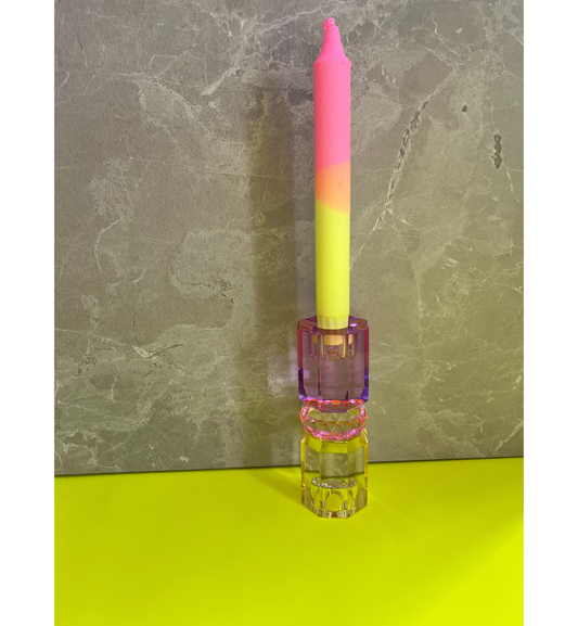 C'est Bon - Kerzenhalter Kristall Butter - Baby Pink - Violett, 15 x 5,5 cm
