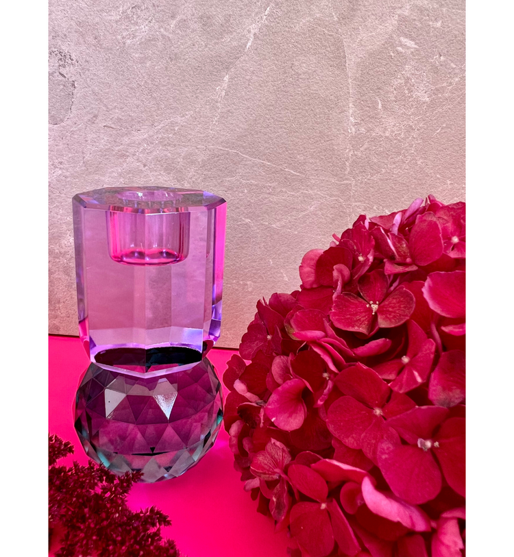 C'est Bon - Kerzenhalter Kristall Violett-Petrol, 10,5 x 6 x 6 cm