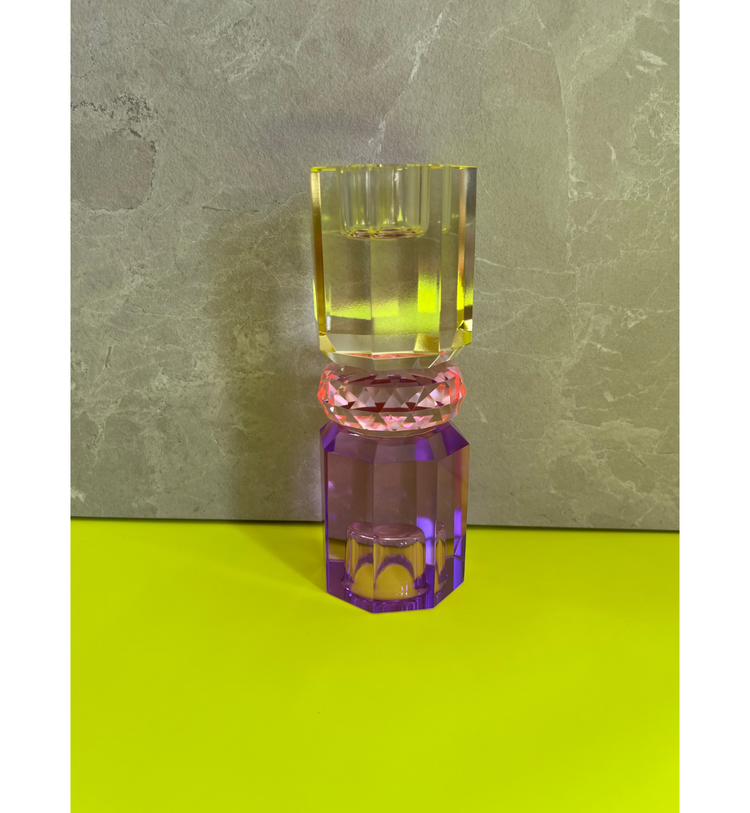 C'est Bon - Kerzenhalter Kristall Butter - Baby Pink - Violett, 15 x 5,5 cm