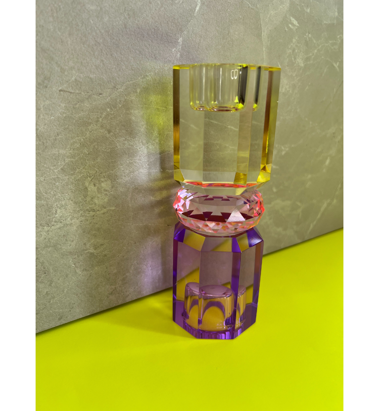 C'est Bon - Kerzenhalter Kristall Butter - Baby Pink - Violett, 15 x 5,5 cm