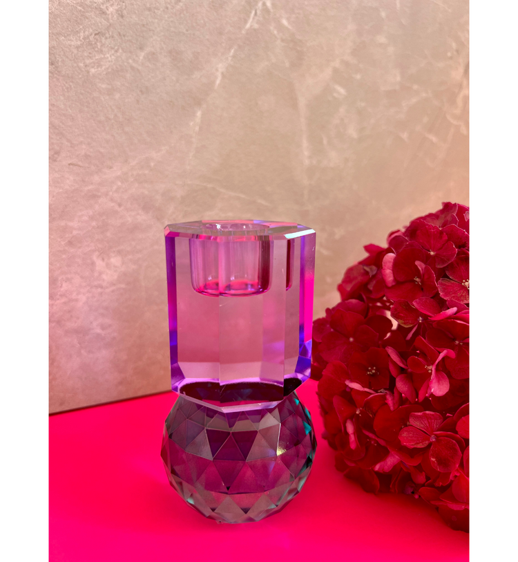 C'est Bon - Kerzenhalter Kristall Violett-Petrol, 10,5 x 6 x 6 cm