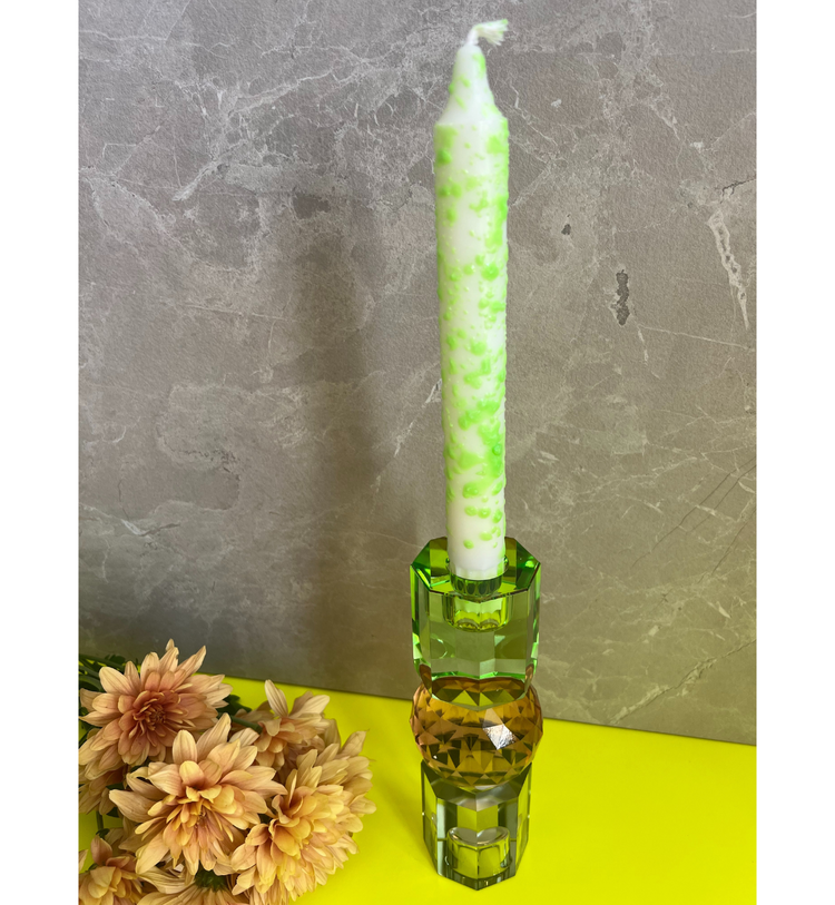 C'est Bon - Kerzenhalter Kristall Grün - Pfirsich - Oliv, 16,5 x 6 cm