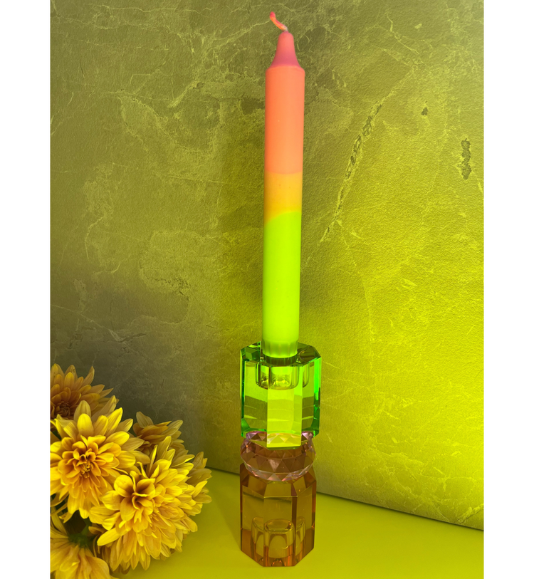 C'est Bon - Kerzenhalter Kristall Grün - Violett - Hellbraun, 15 x 5,5 cm