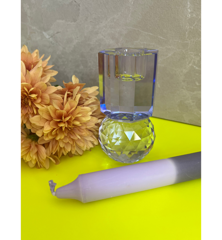 C'est Bon - Kerzenhalter Kristall Blau, 10,5 x 6 x 6 cm