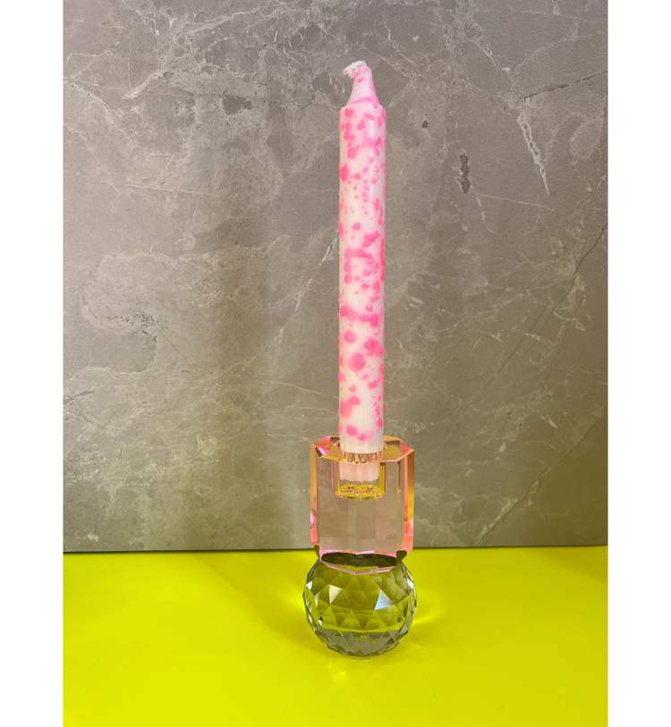 C'est Bon - Kerzenhalter Kristall Baby Pink - Oliv, 10,5 x 6 x 6 cm