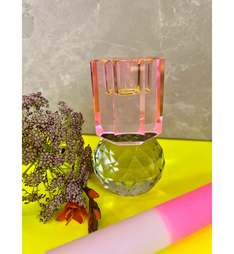 C'est Bon - Kerzenhalter Kristall Baby Pink - Oliv, 10,5 x 6 x 6 cm