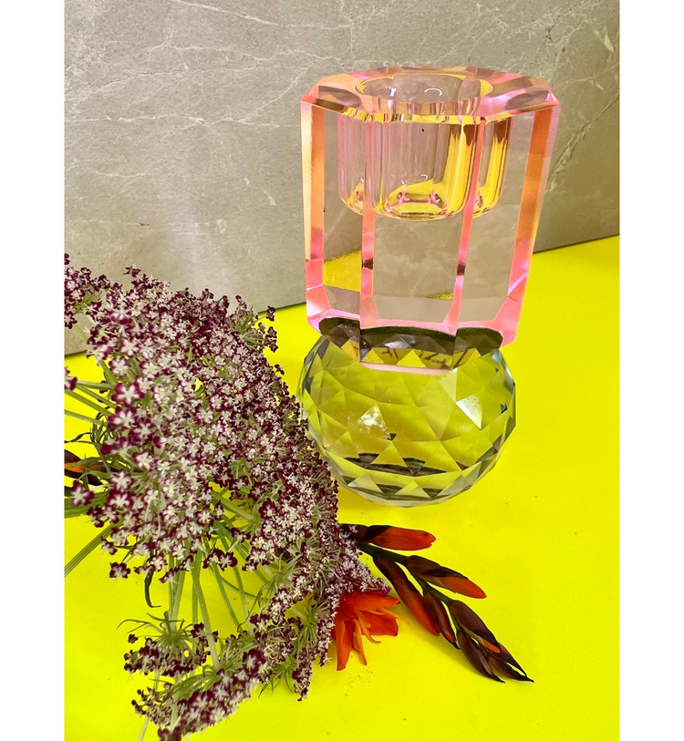 C'est Bon - Kerzenhalter Kristall Baby Pink - Oliv, 10,5 x 6 x 6 cm