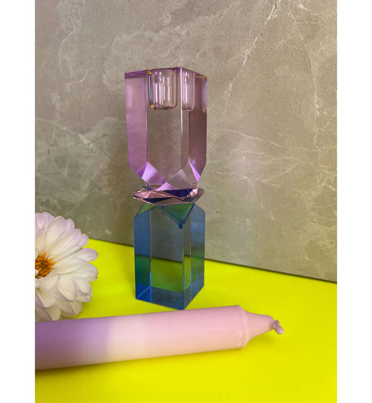 C'est Bon - Kerzenhalter Kristall Violett - Pink - Kobalt, 16 x 4 x 4 cm